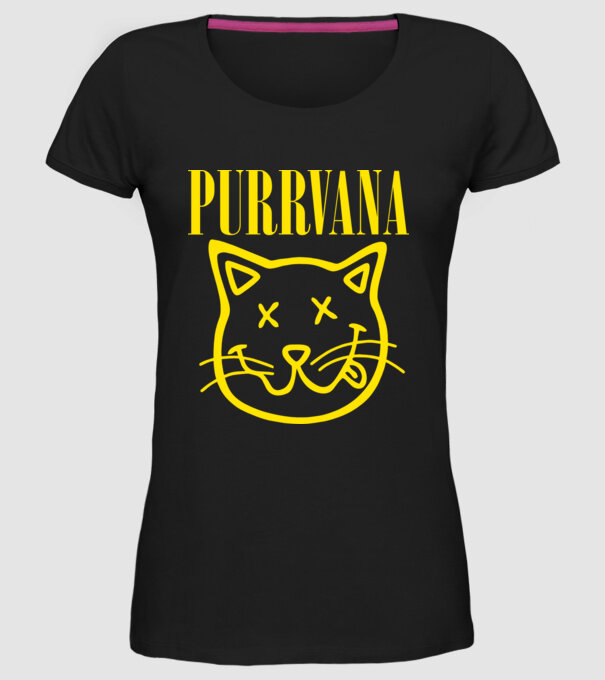 PURRVANA model negru pe tricou