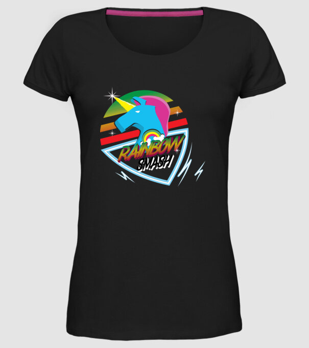 Rainbow smash model negru pe tricou