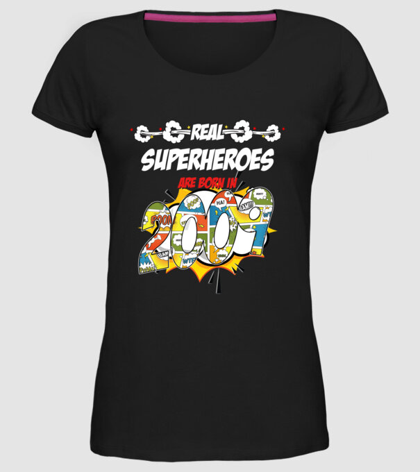 real superheroes are born in 2009 model negru pe tricou