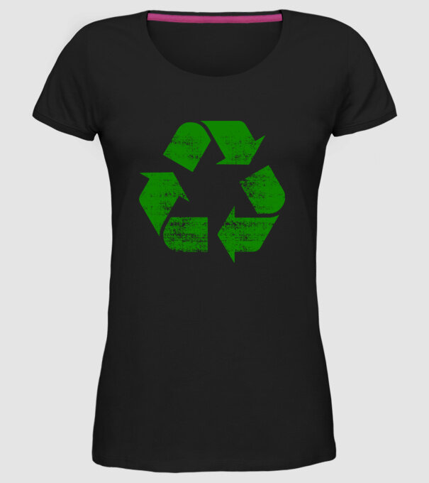 RECYCLE model negru pe tricou
