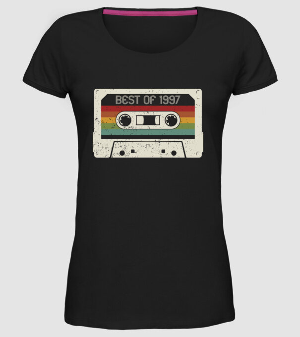retro tape 1997 vintage model negru pe tricou