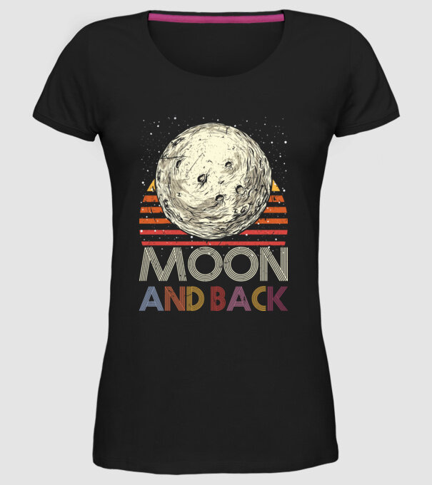 Retro vintage love you to the moon and back MOON model negru pe tricou
