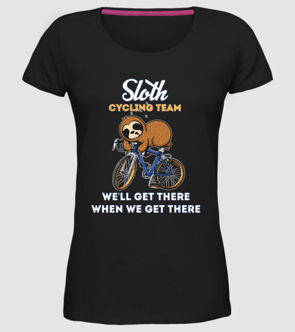 Sloth cycling team model negru pe tricou