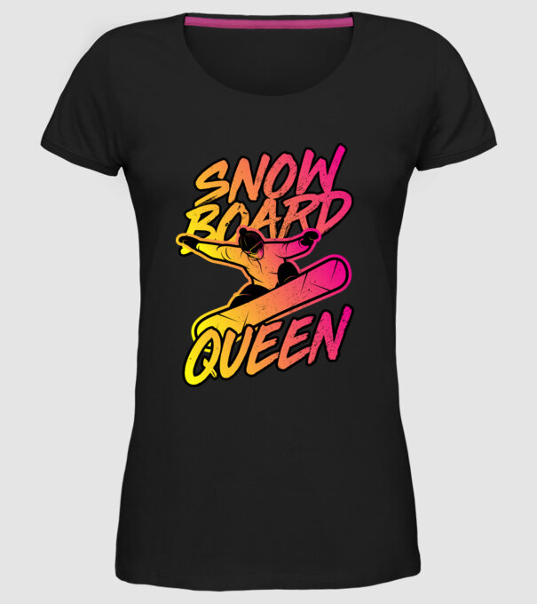 snowboard queen model negru pe tricou