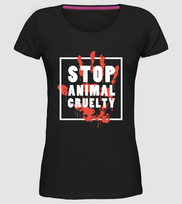 Stop animal cruelty model negru pe tricou