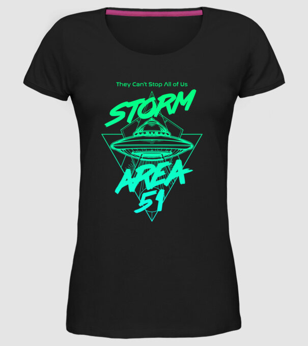 Storm area 51 ufo green model negru pe tricou