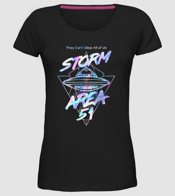 storm area 51 ufo holo model negru pe tricou