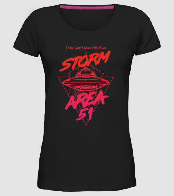 storm area 51 ufo orange model negru pe tricou