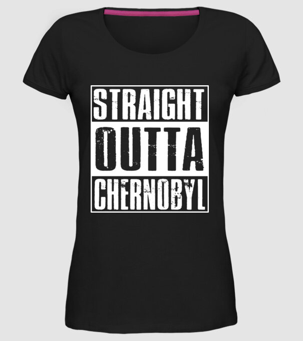 Straight outta Chernobyl model negru pe tricou