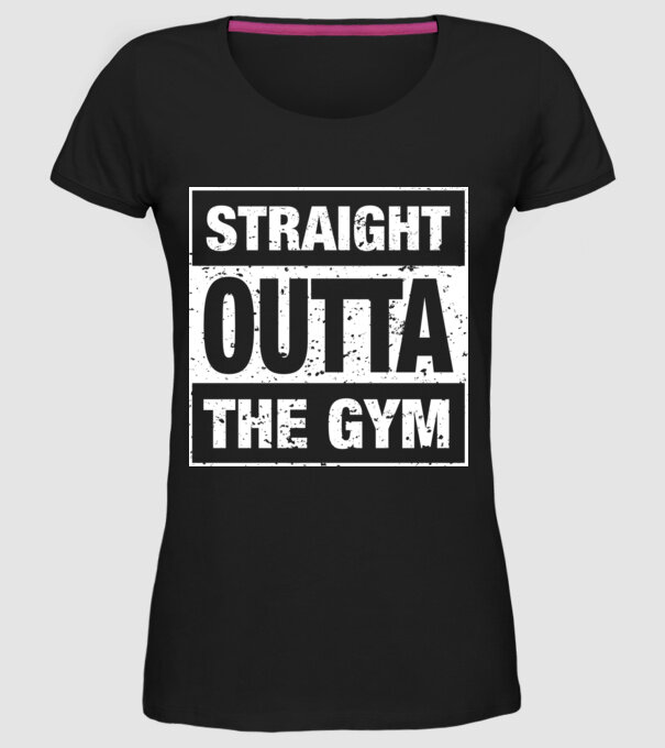 Straight outta gym model negru pe tricou