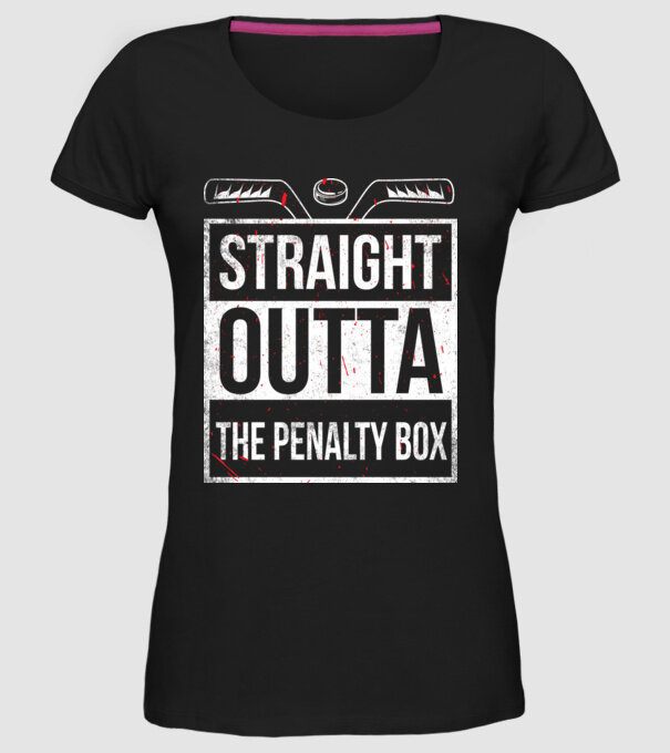 Straight outta the penalty box model negru pe tricou