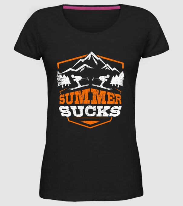 Summer sucks model negru pe tricou