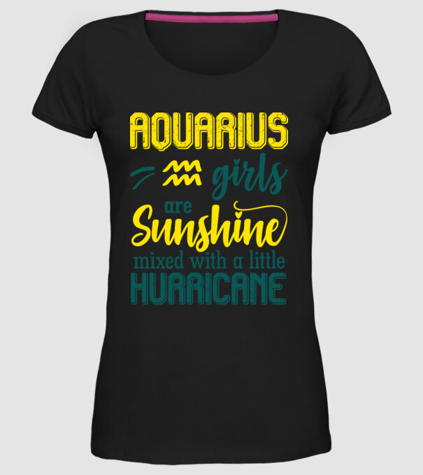 Sunshine with Hurricane AQUARIUS model negru pe tricou