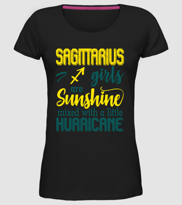 Sunshine with Hurricane SAGITTARIUS model negru pe tricou