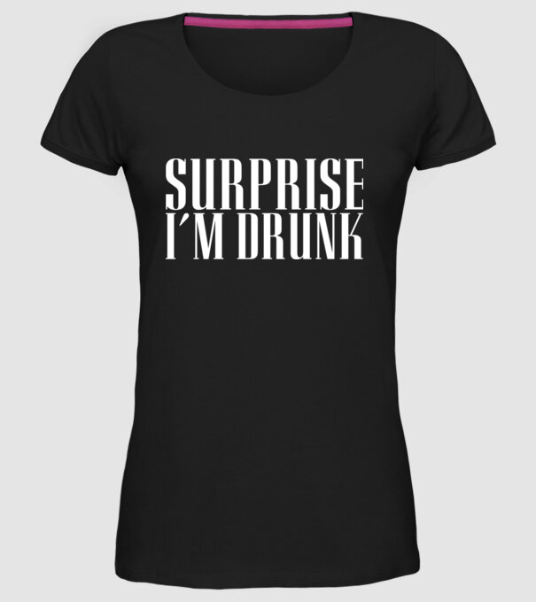 Surprise im drunk model negru pe tricou
