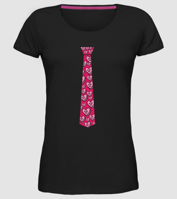 Cravată cu inimă model negru pe tricou