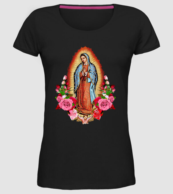 Fecioara Maria model negru pe tricou