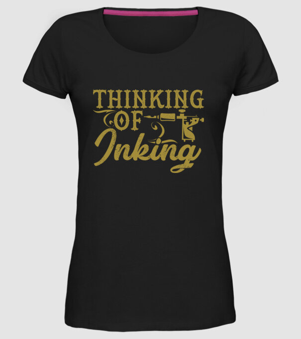 Thinking of inking model negru pe tricou