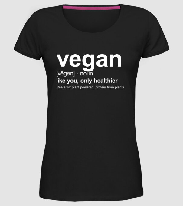 Vegan definition model negru pe tricou