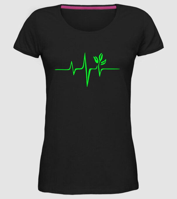 vegan heartbeat model negru pe tricou
