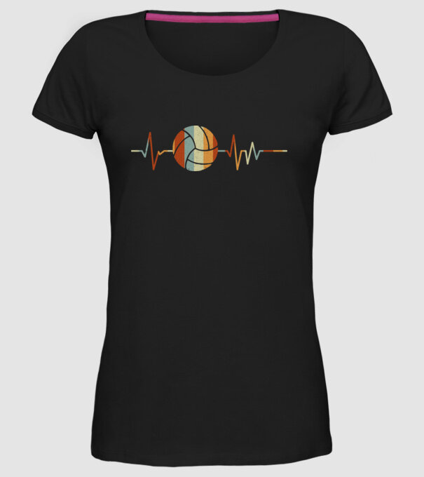 Volleyball heartbeat model negru pe tricou