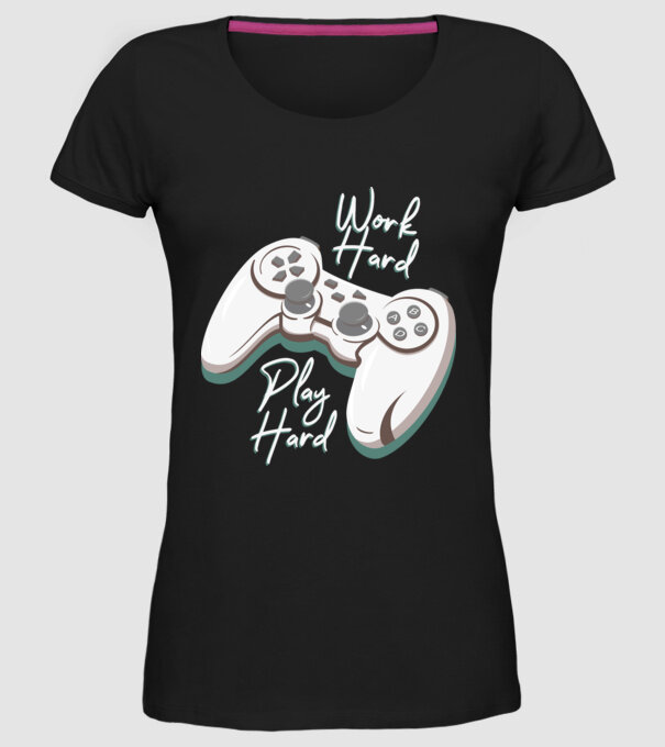 Work hard play hard model negru pe tricou