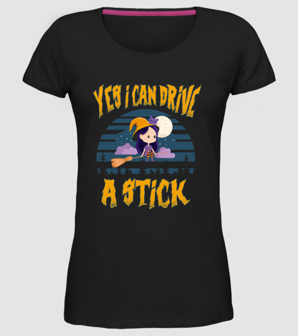 Yes, i can drive a stick model negru pe tricou