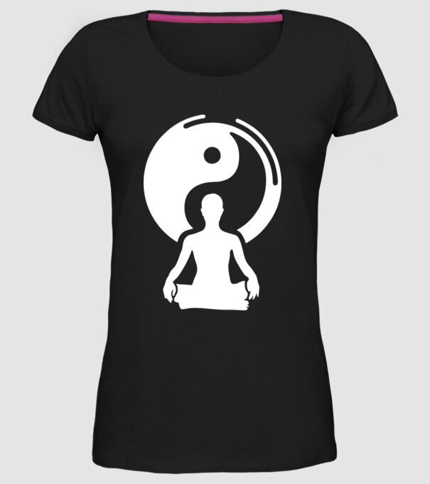 Meditație Yin yang model negru pe tricou