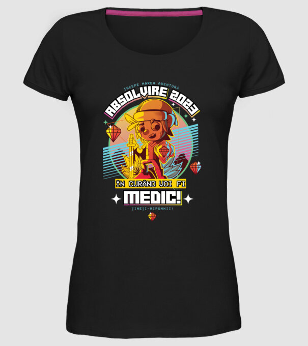 absolvire 2023 medic model negru pe tricou