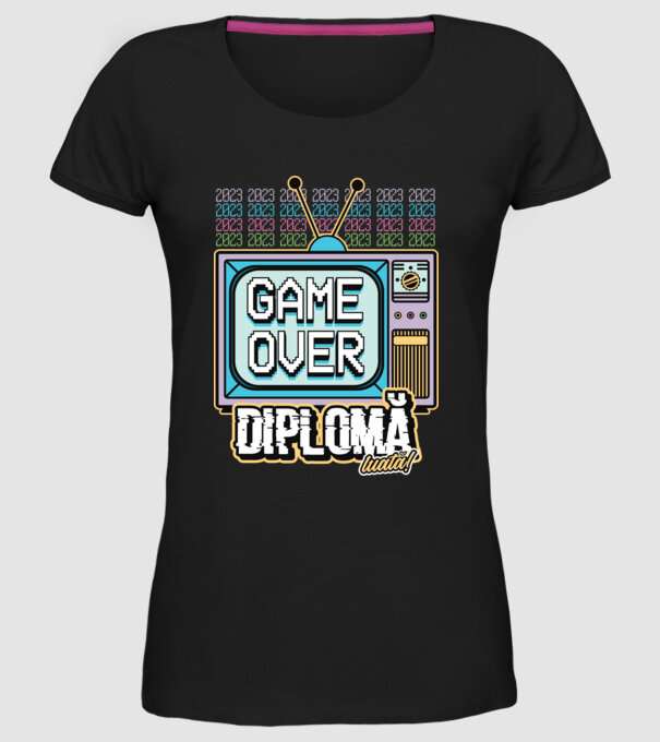 Absolvire retro diplomă model negru pe tricou