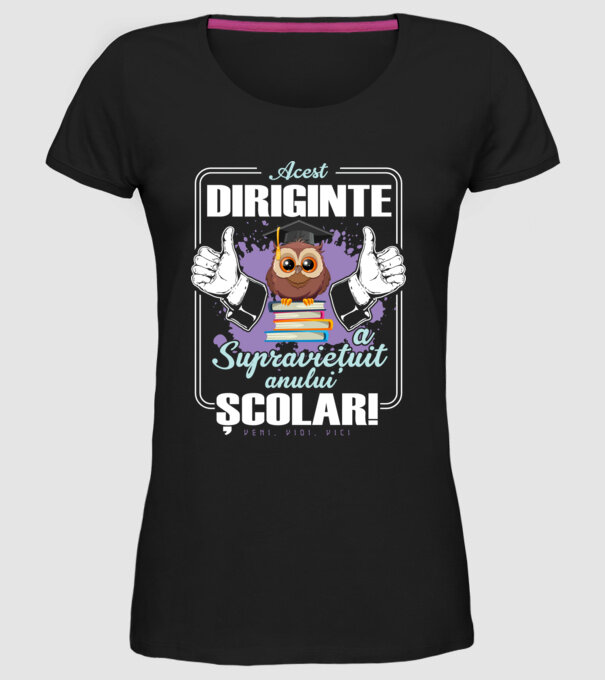 Acest diriginte a supraviețuit anului școlar! - veni, vidi, vici model negru pe tricou