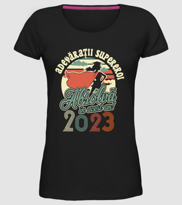 Adevărații supereroi model negru pe tricou