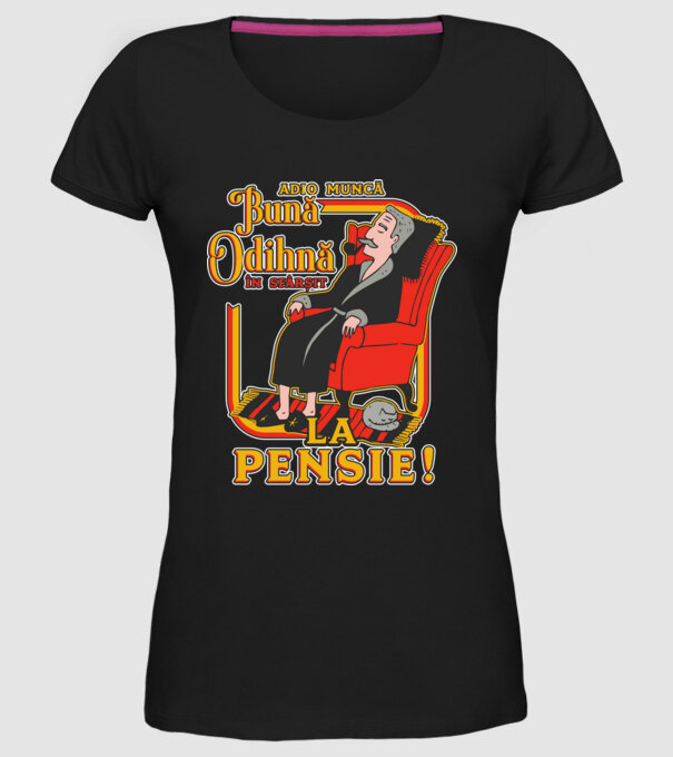 Adio muncă, bună odihnă! în sfârșit, la pensie! model negru pe tricou