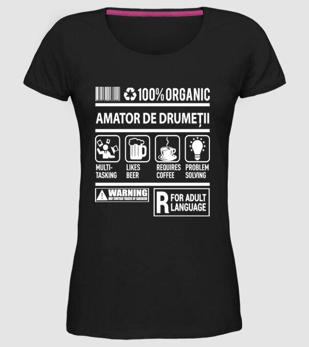 amator de drumeții model negru pe tricou