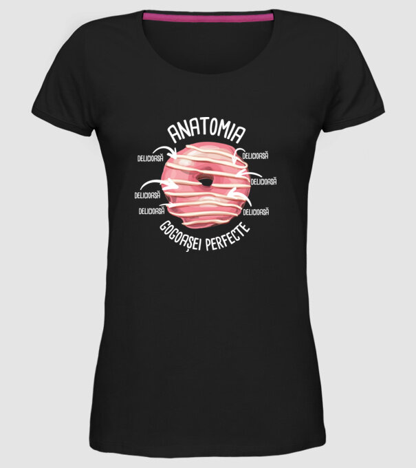 anatomia gogoașei perfecte: delicioasă model negru pe tricou