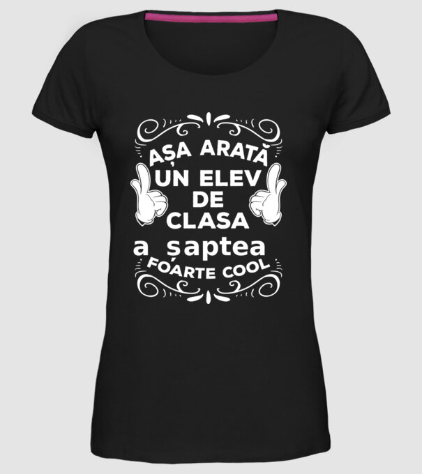 Așa arată un elev de clasa a șaptea foarte cool model negru pe tricou