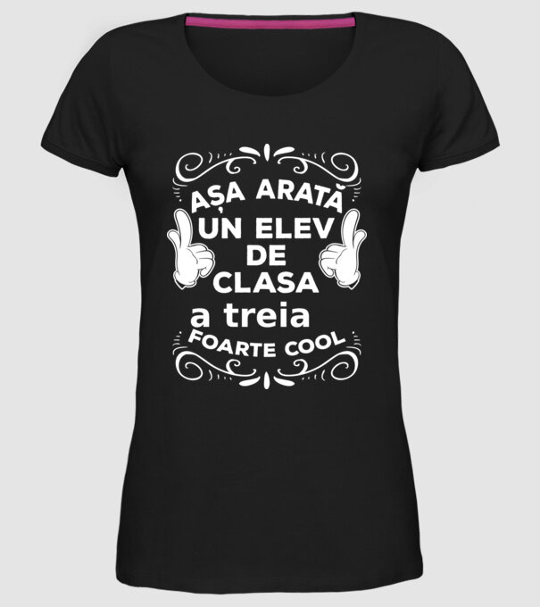Așa arată un elev de clasa a treia foarte cool model negru pe tricou
