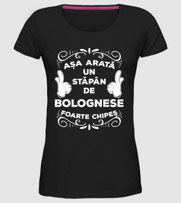 Așa arată un stăpân de Bolognese foarte chipeș model negru pe tricou
