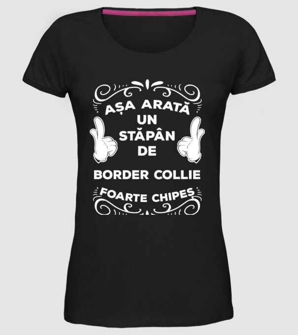 Așa arată un stăpân de Border Collie foarte chipeș model negru pe tricou