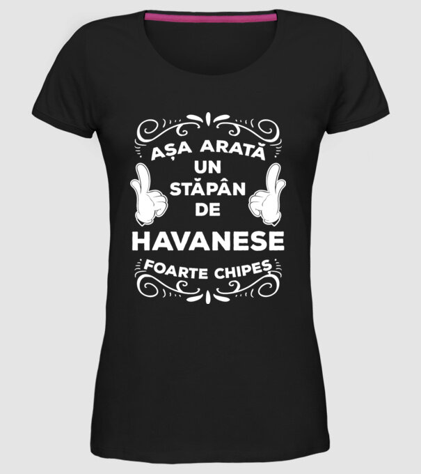 Așa arată un stăpân de Havanese foarte chipeș model negru pe tricou