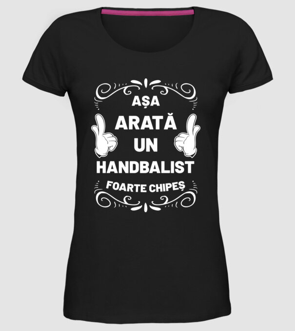 Așa arată un HANDBALIST foarte chipeș model negru pe tricou