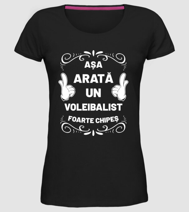 Așa arată un VOLEIBALIST foarte chipeș model negru pe tricou