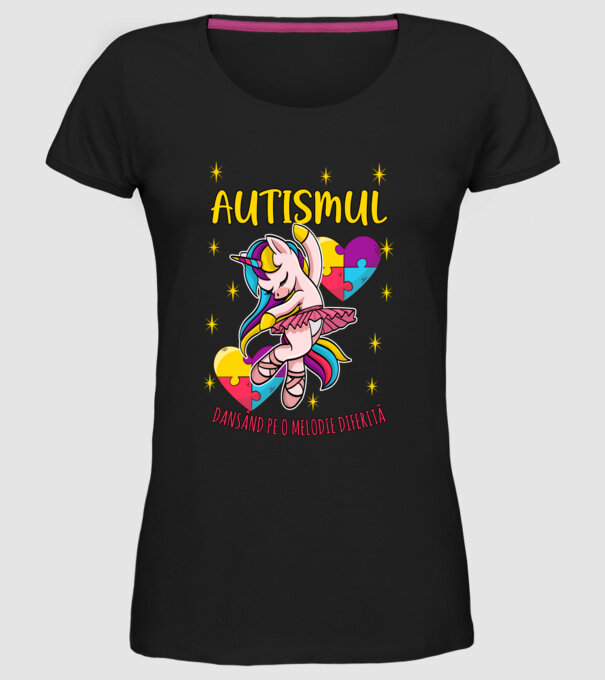 Autismul, dansând pe o melodie diferită model negru pe tricou