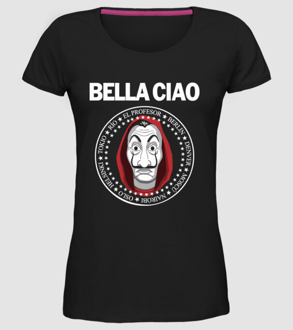 bella ciao stroke white model negru pe tricou
