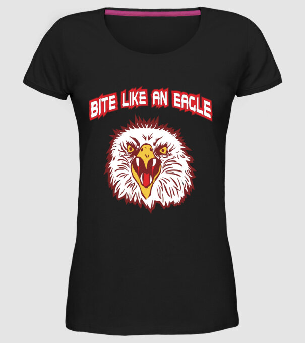bite like an eagle cobra kai model negru pe tricou