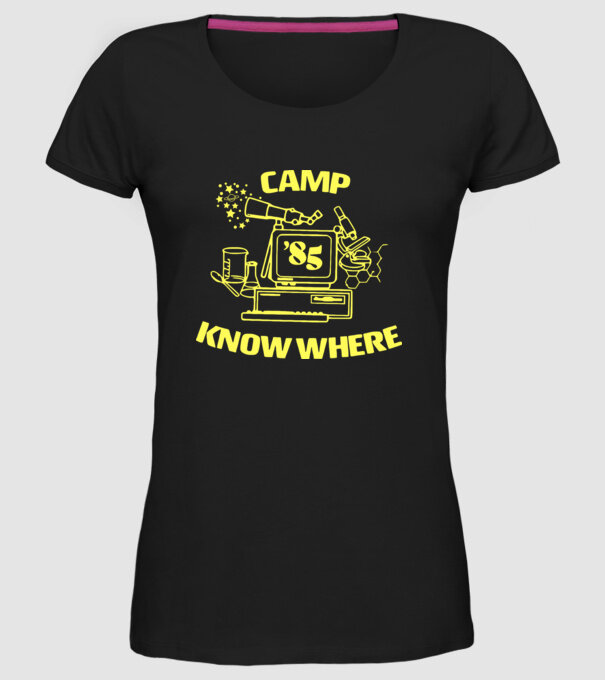 camp nowhere 85 stranger things model negru pe tricou