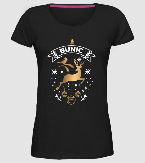 bunic christmas model negru pe tricou