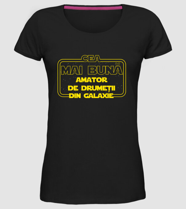 Cea mai bună amator de drumeții din galaxie model negru pe tricou