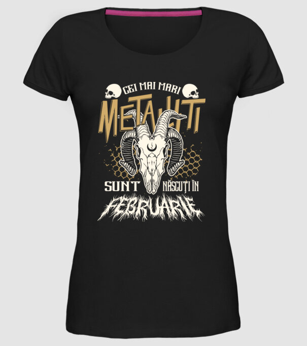 Cei mai mari metaliști sunt născuți în februarie. model negru pe tricou