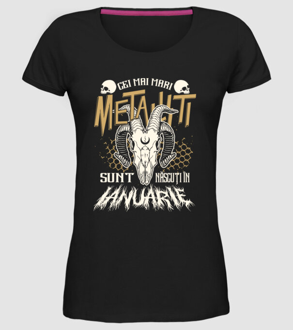 Cei mai mari metaliști sunt născuți în ianuarie. model negru pe tricou